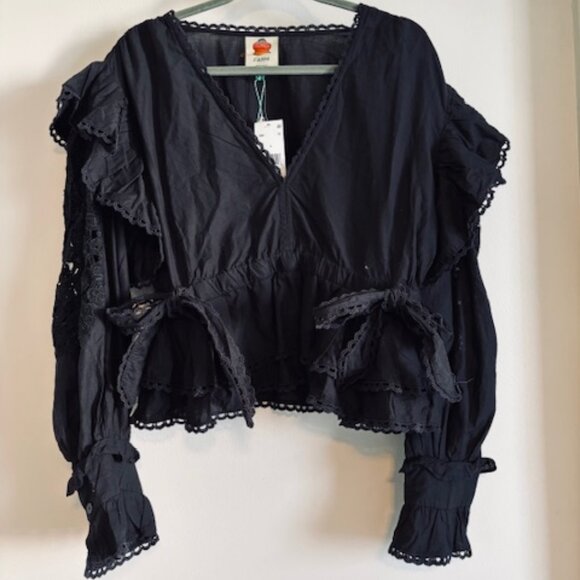 FARM Rio Black Ruffled Top - Picture 3 of 6